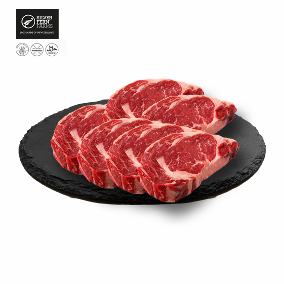 NEW ZEALAND CHILLED GRASS-FED BEEF RIBEYE STEAK (6X250 GMS approx.) 